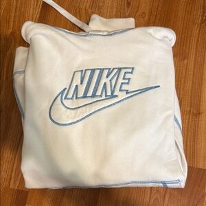 Nike Cream Hoodie with Blue Embroidery